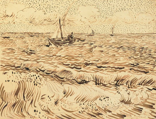 Fiskerbåde i Saintes-Maries-de-la-Mer af Vincent van Gogh