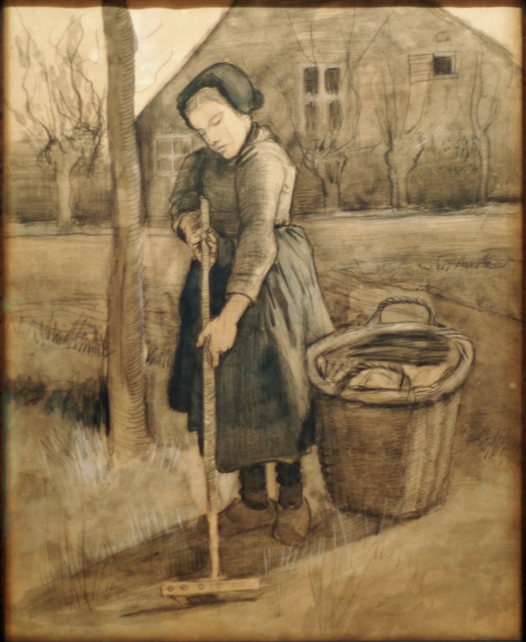 Pige med en rive af Vincent van Gogh