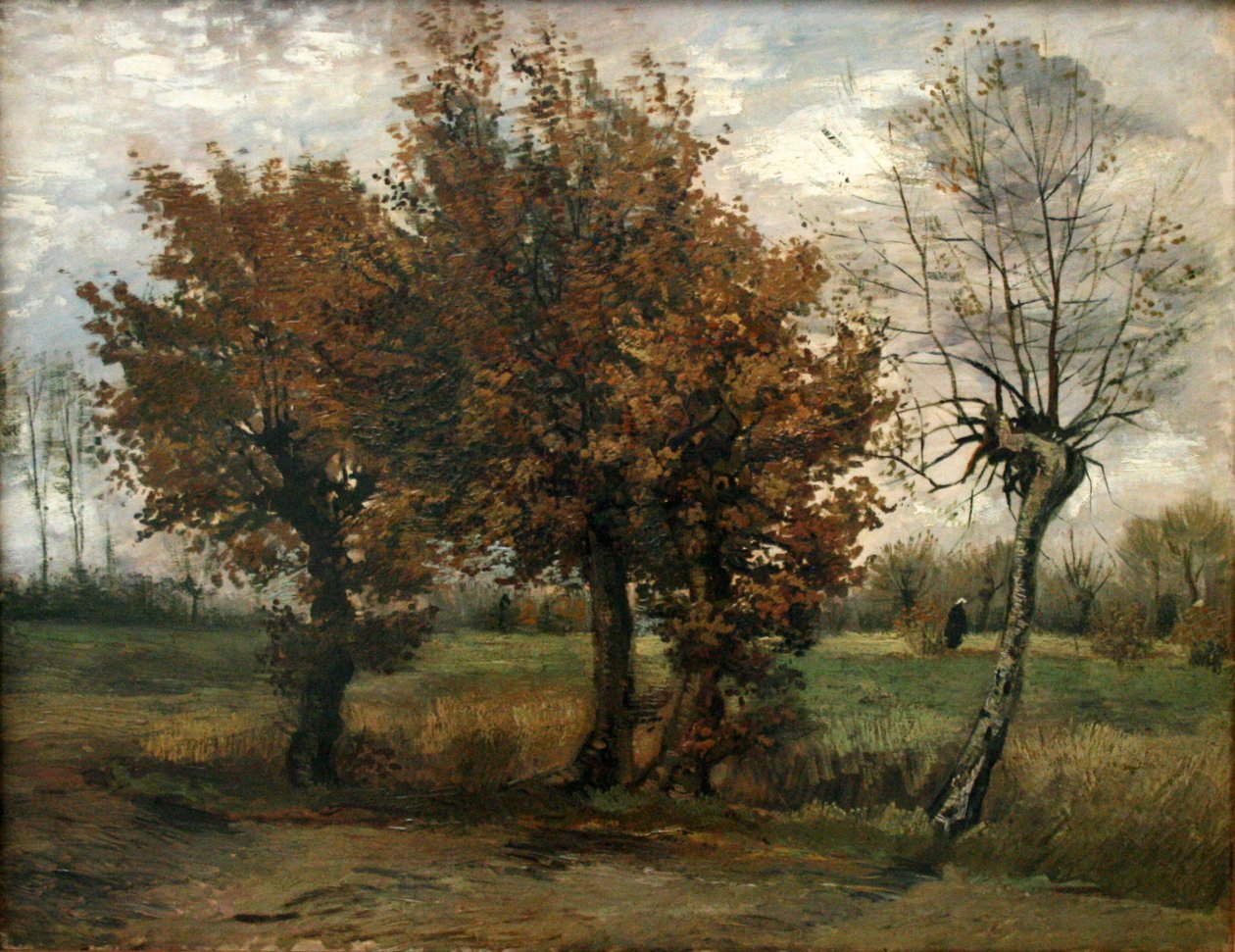 Efterårslandskab med fire træer af Vincent van Gogh