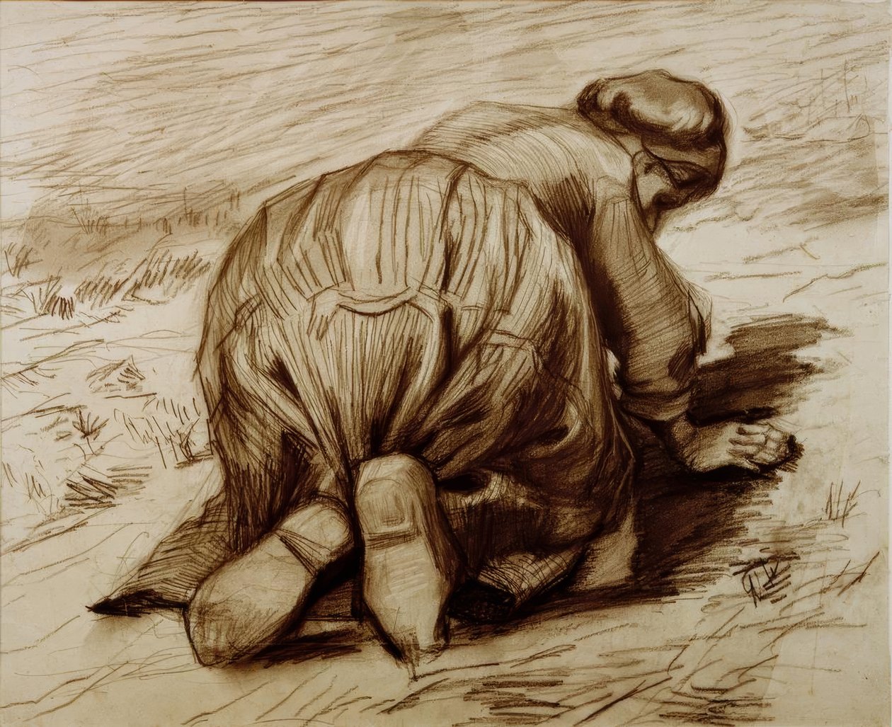 Knælende bondekvinde af Vincent van Gogh