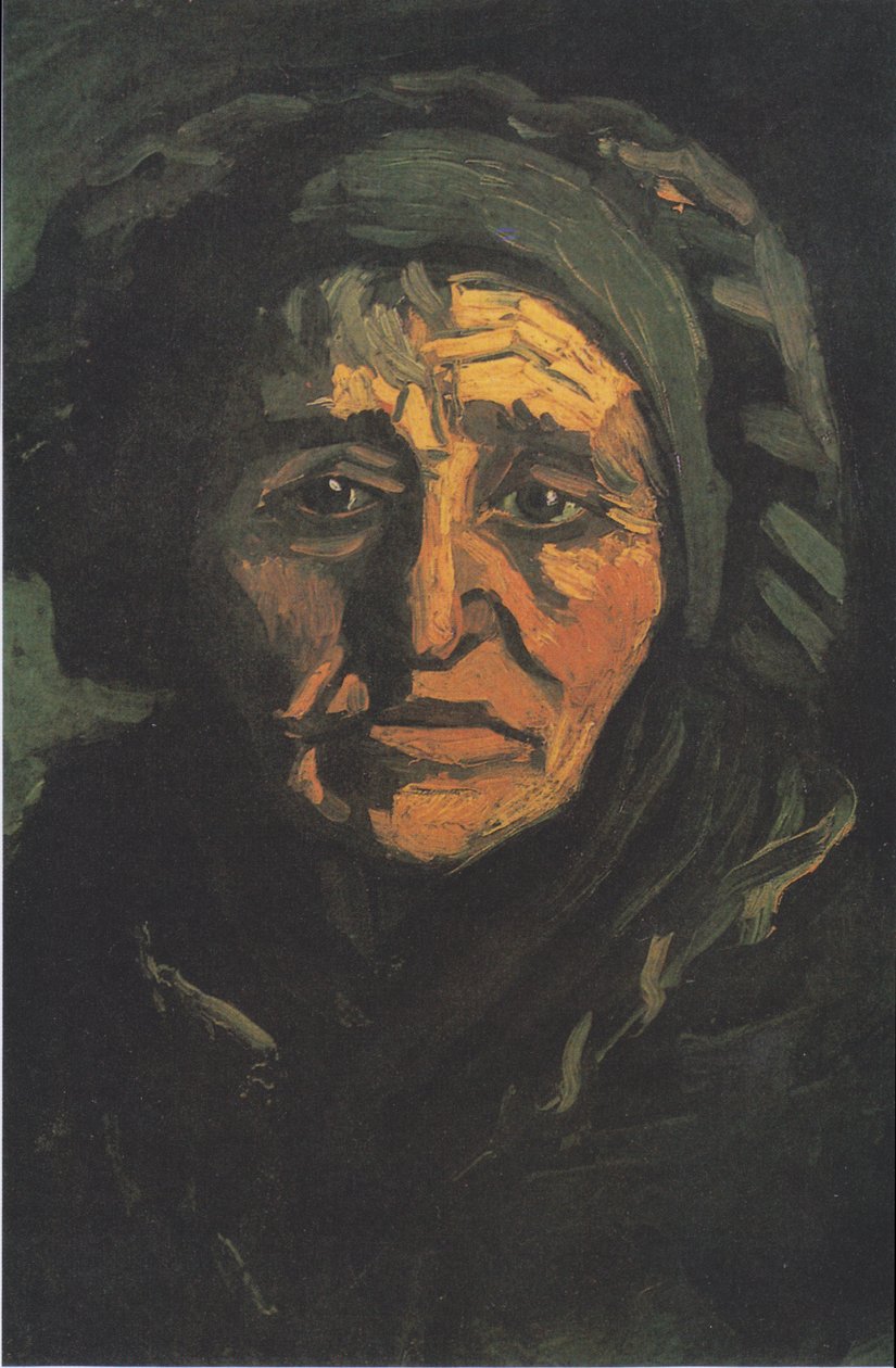 Leder af en bondekvinde med en grønlig motorhjelm af Vincent van Gogh