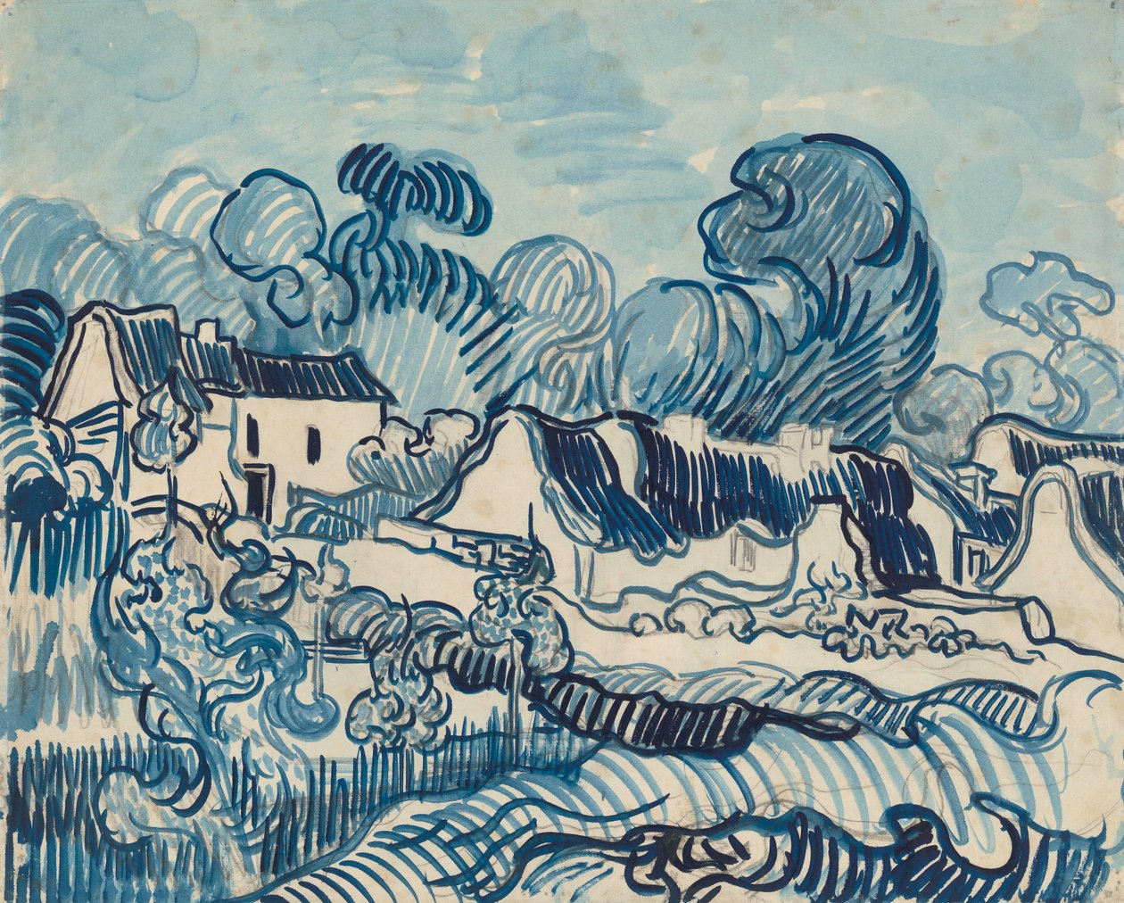 Landskab med huse af Vincent van Gogh