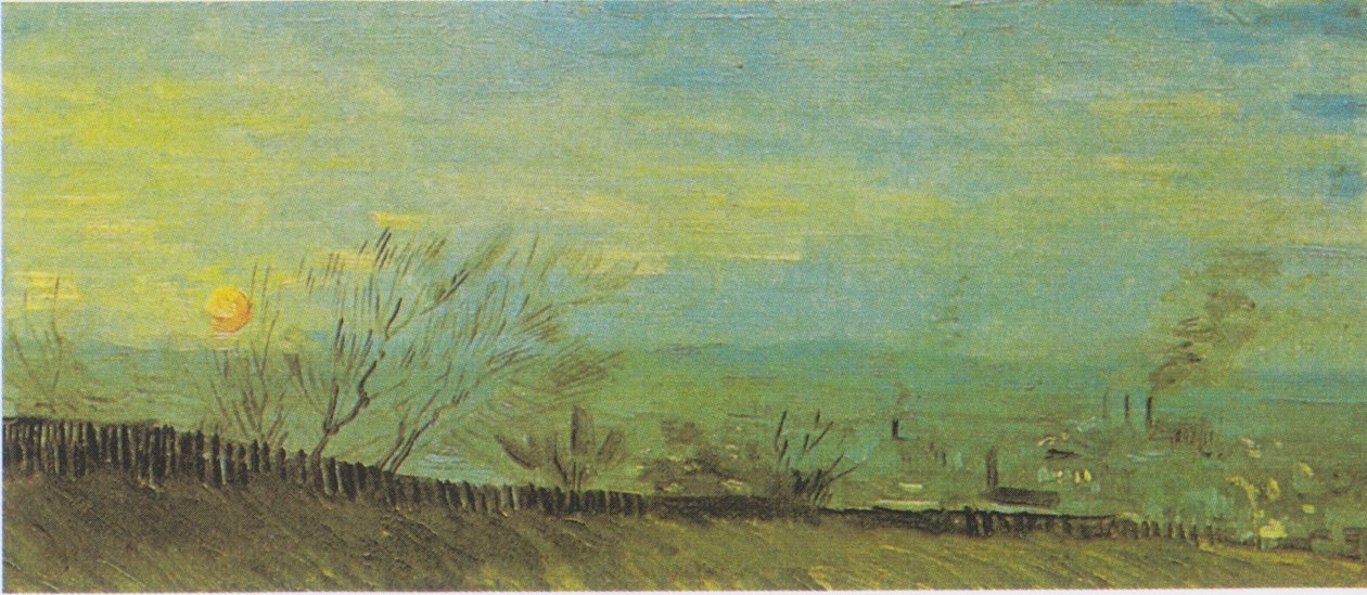 Landskab med fabrikker i måneskin af Vincent van Gogh