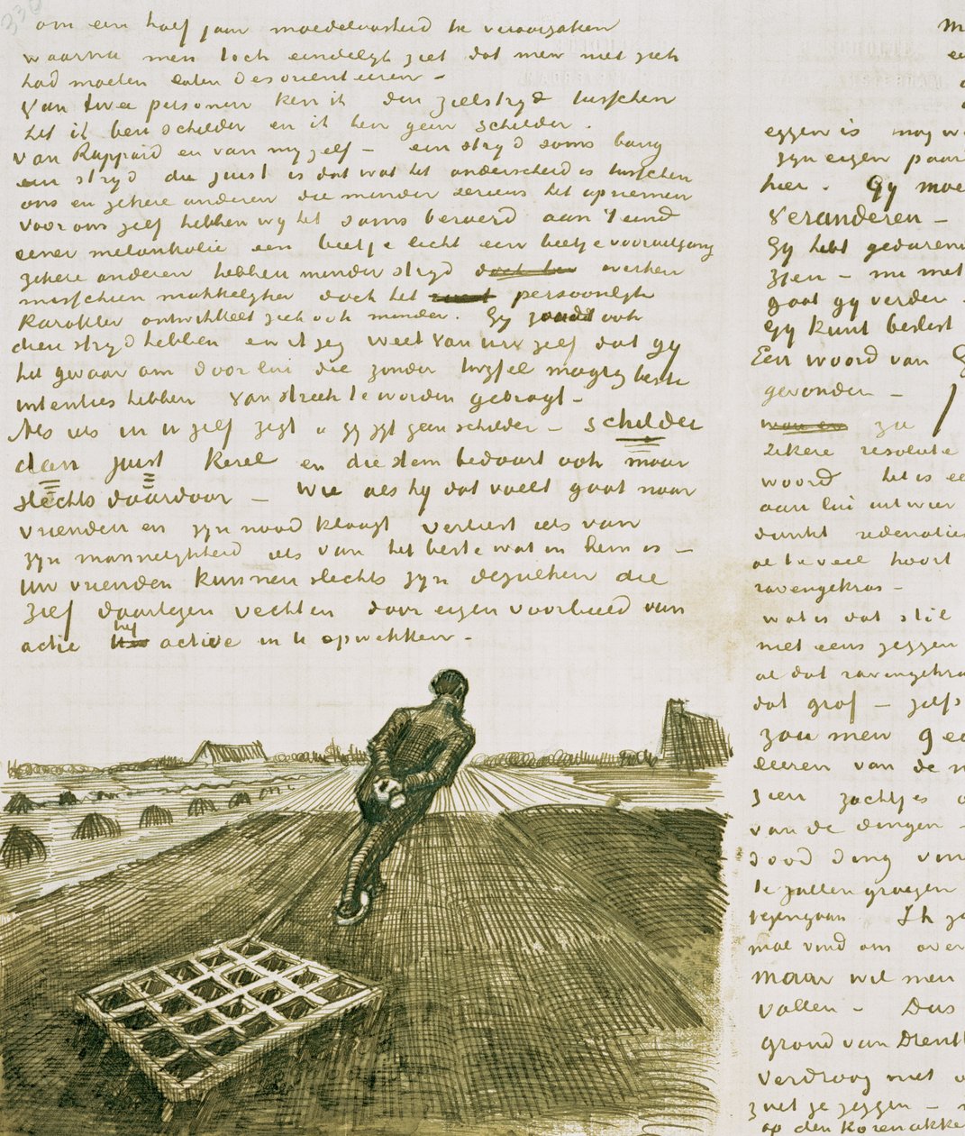 Mand trækker en harve af Vincent van Gogh