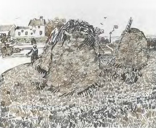 Høstakke nær gården af Vincent van Gogh