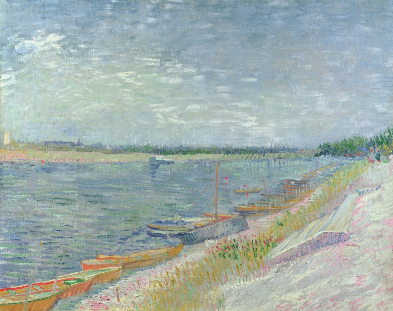 Fortøjede både, 1887 af Vincent van Gogh