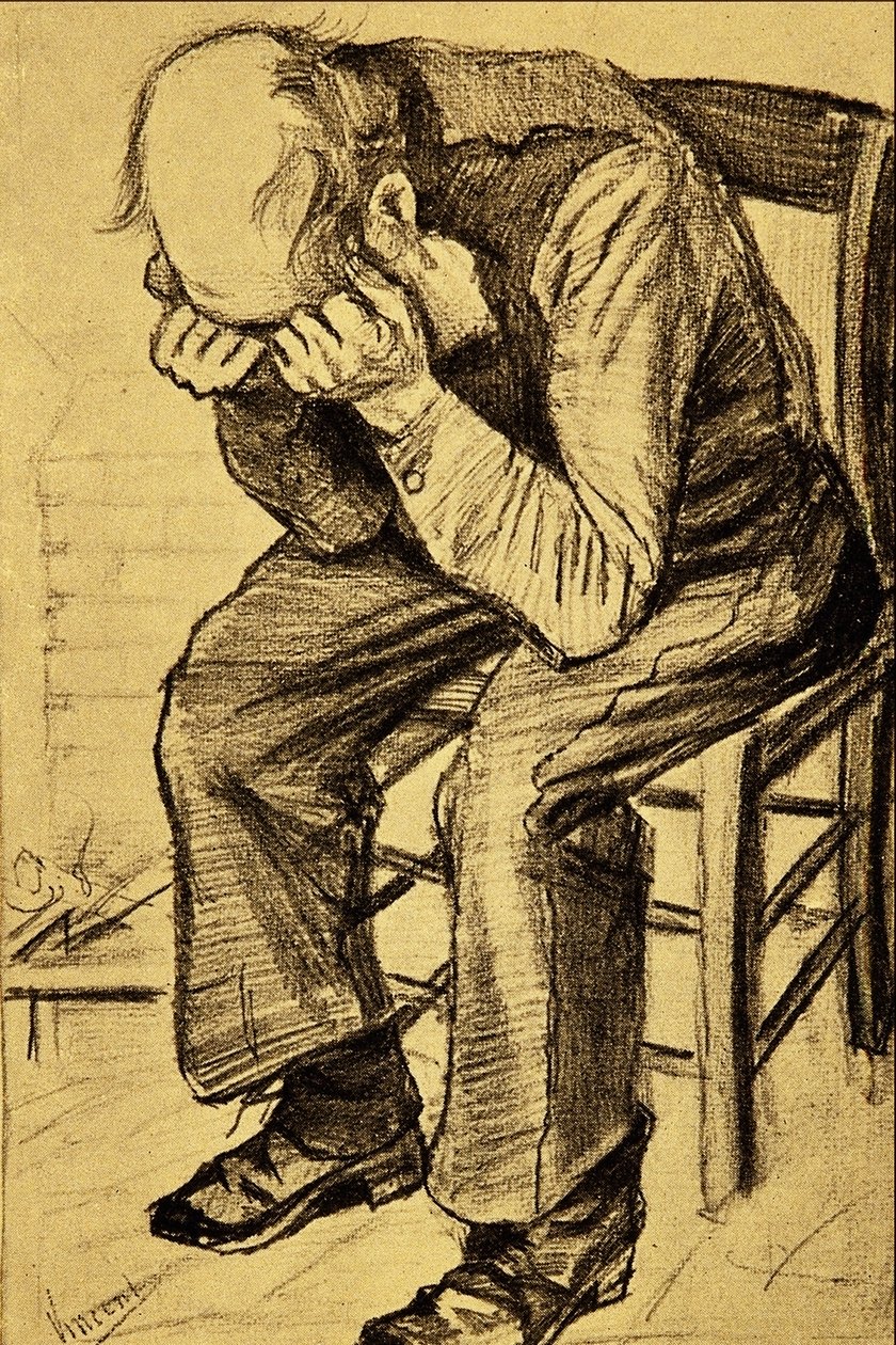 Gammel mand sørger af Vincent van Gogh