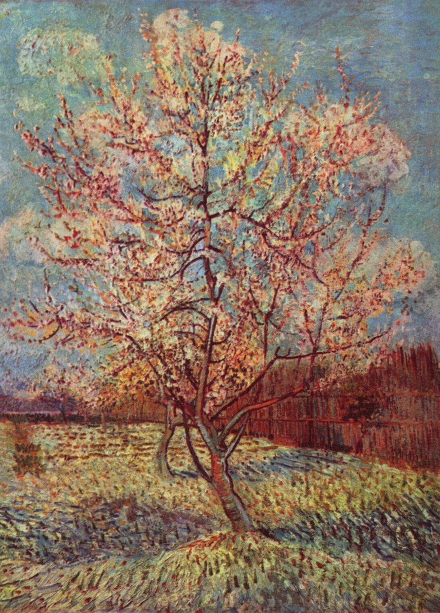 Ferskentræ i blomst af Vincent van Gogh