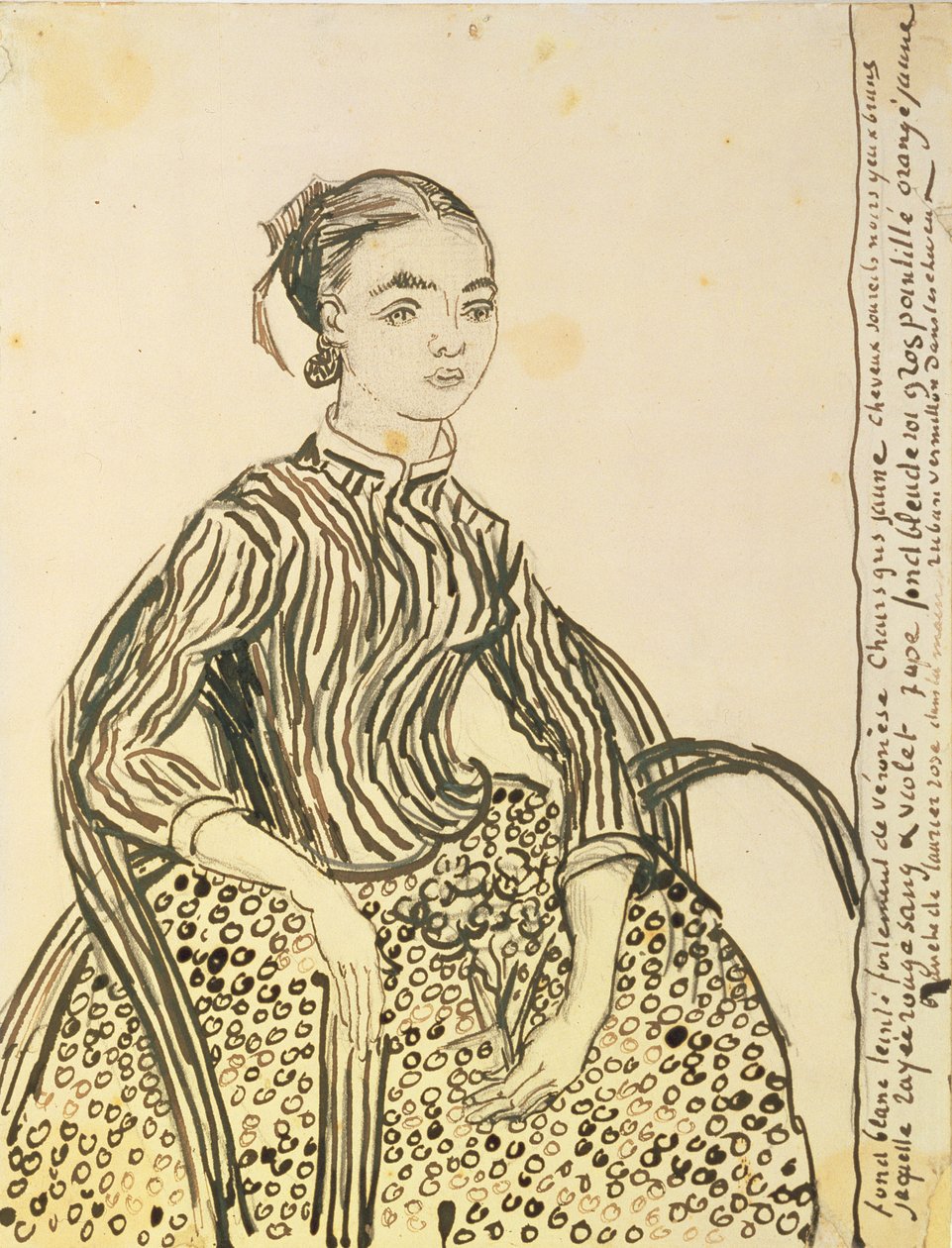 Portræt af en ung pige, 1888 (blæk på papir) af Vincent van Gogh