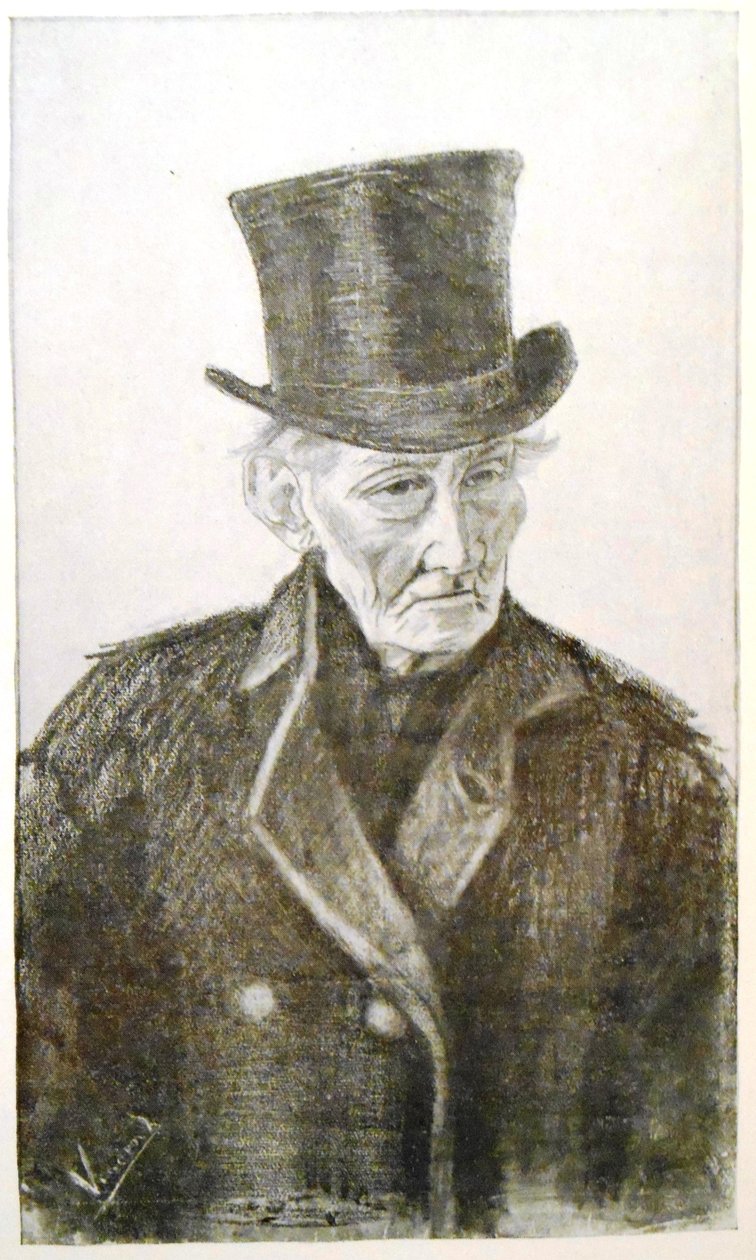 Portræt af en gammel mand med tophat af Vincent van Gogh