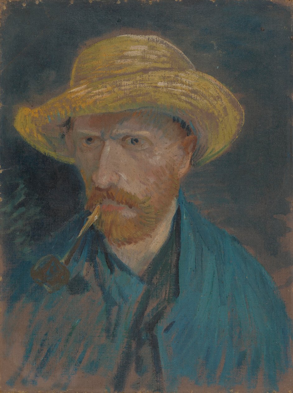 Selvportræt med stråhat og pibe af Vincent van Gogh