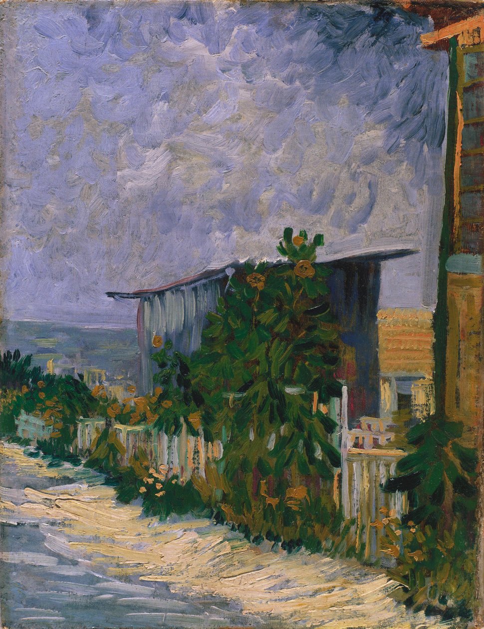 Skur ved Montmartre med solsikke af Vincent van Gogh