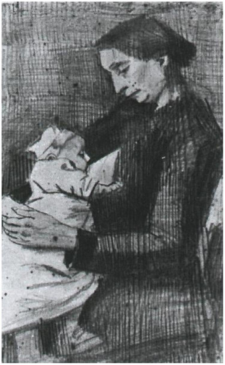 Se Nursing Baby af Vincent van Gogh