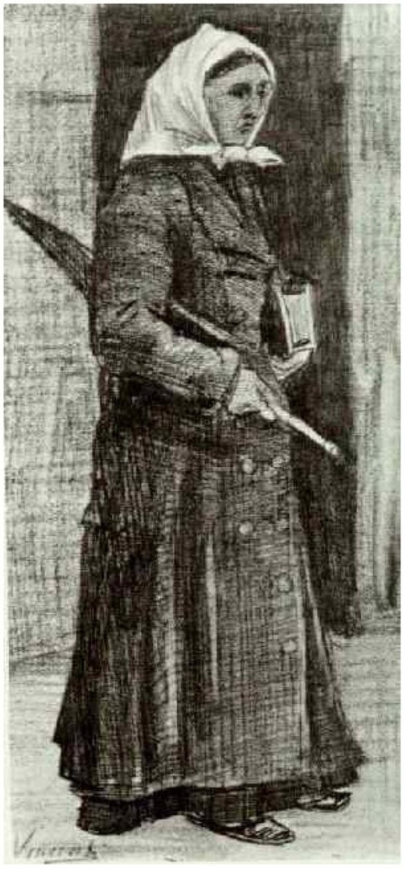 Sien med paraply og bønbog af Vincent van Gogh