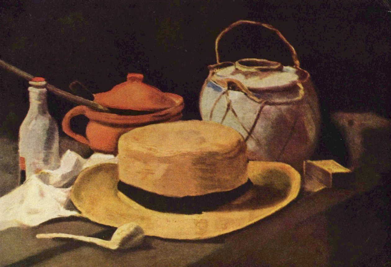 Stilleben med stråhat og pibe af Vincent van Gogh