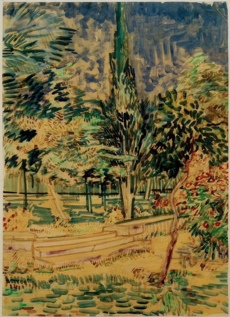 Trin i haven til sanatoriet af Vincent van Gogh