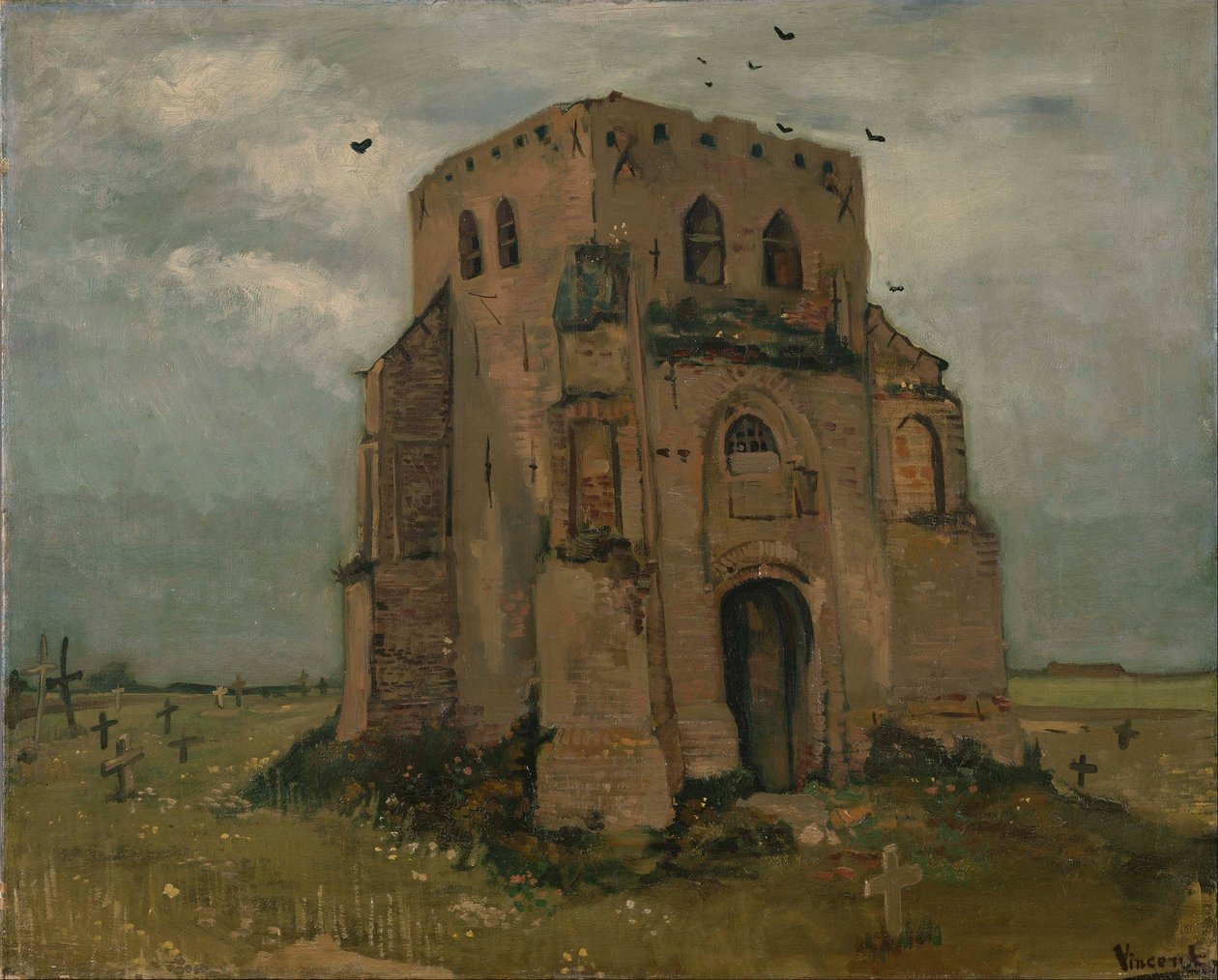 Det gamle kirketårn ved Nuenen (`Bøndernes kirkegård) af Vincent van Gogh