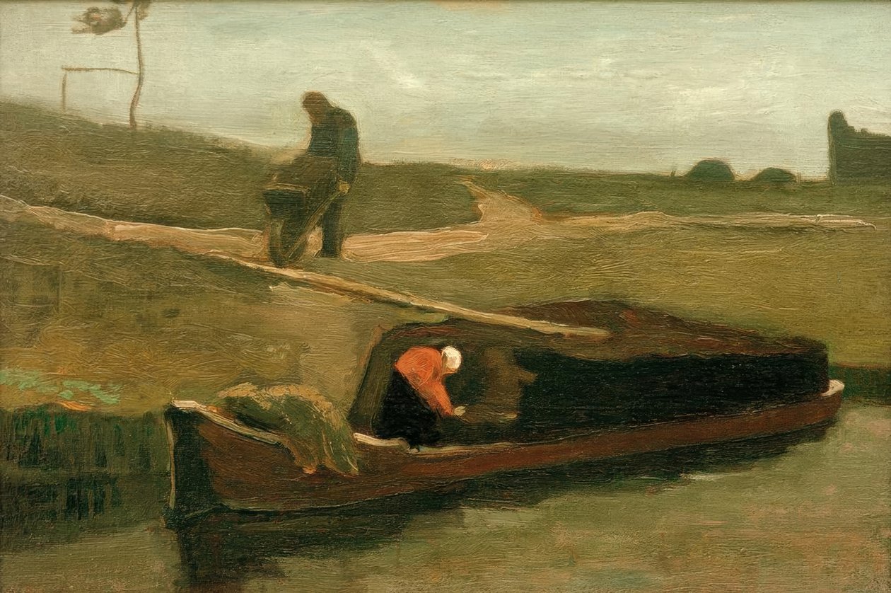 Tørvebåd med to figurer af Vincent van Gogh