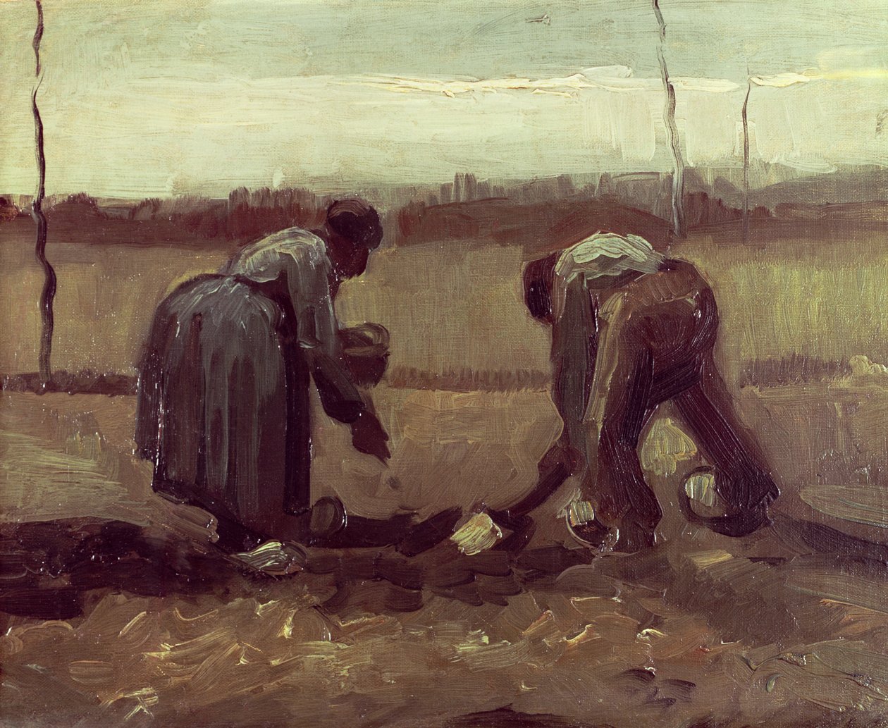 To bønder, der planter kartofler, 1885 af Vincent van Gogh