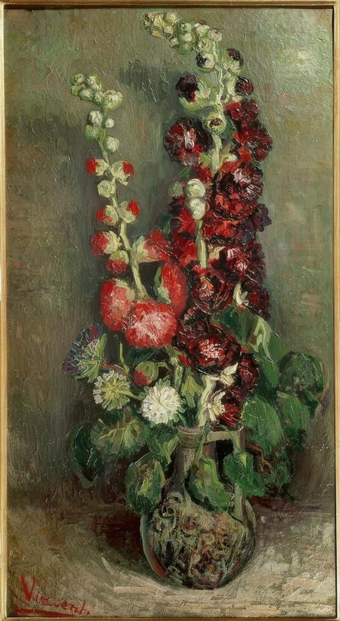 Vase af rosenmalv af Vincent van Gogh