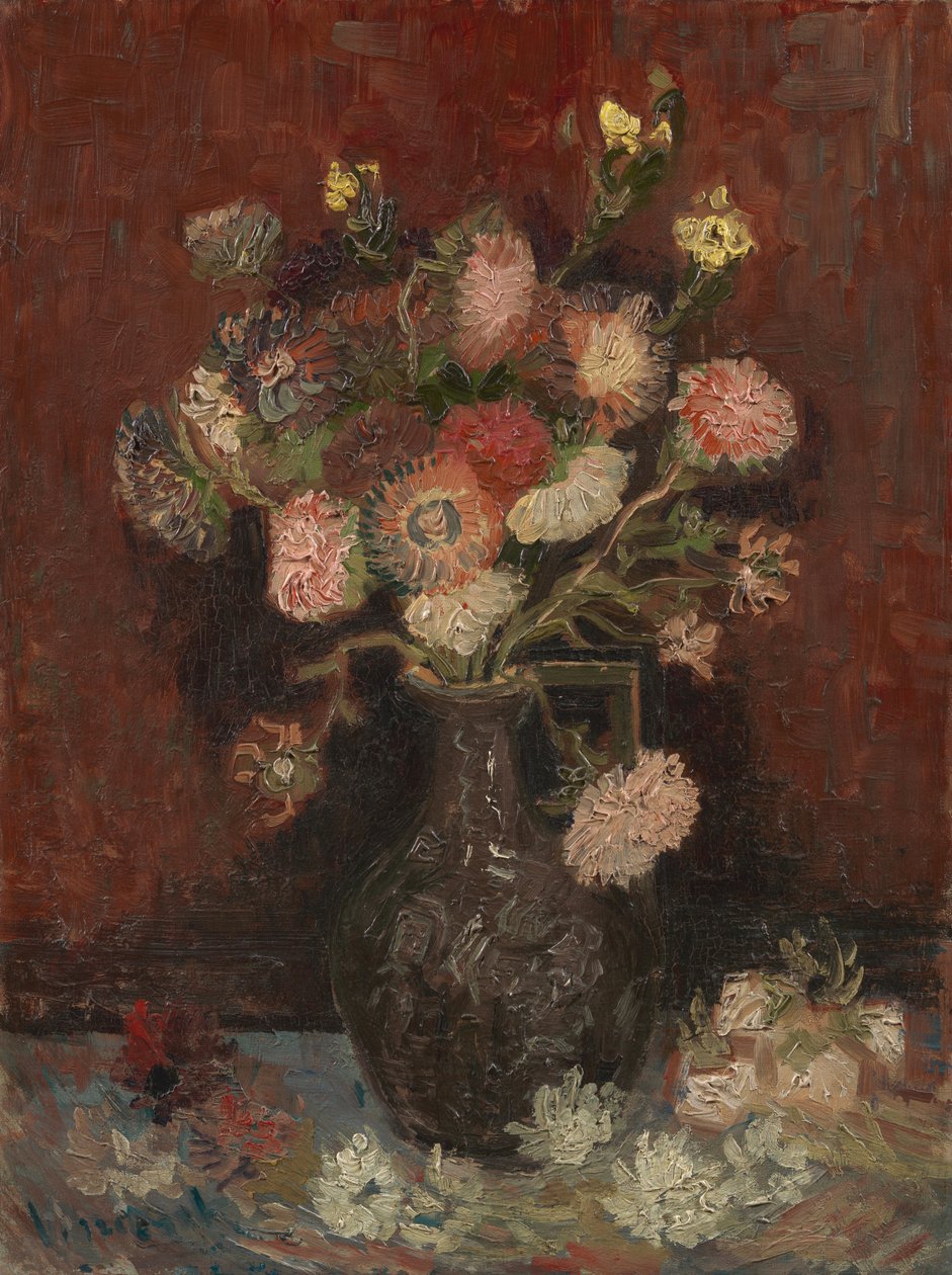 Vase med kinesiske asters og Gladioli af Vincent van Gogh
