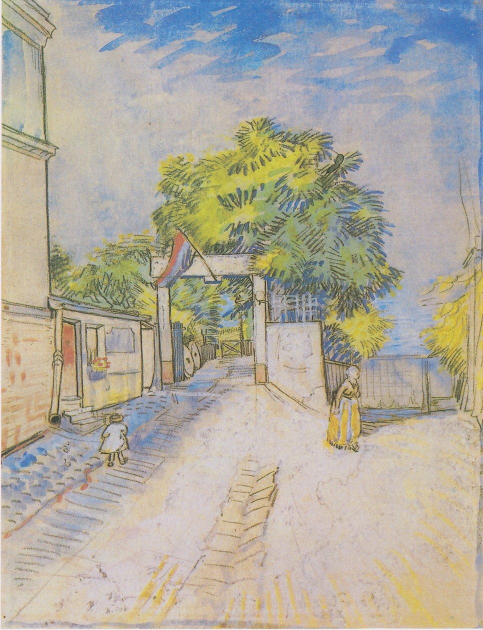 Sti med indgang til et udsigtspunkt af Vincent van Gogh