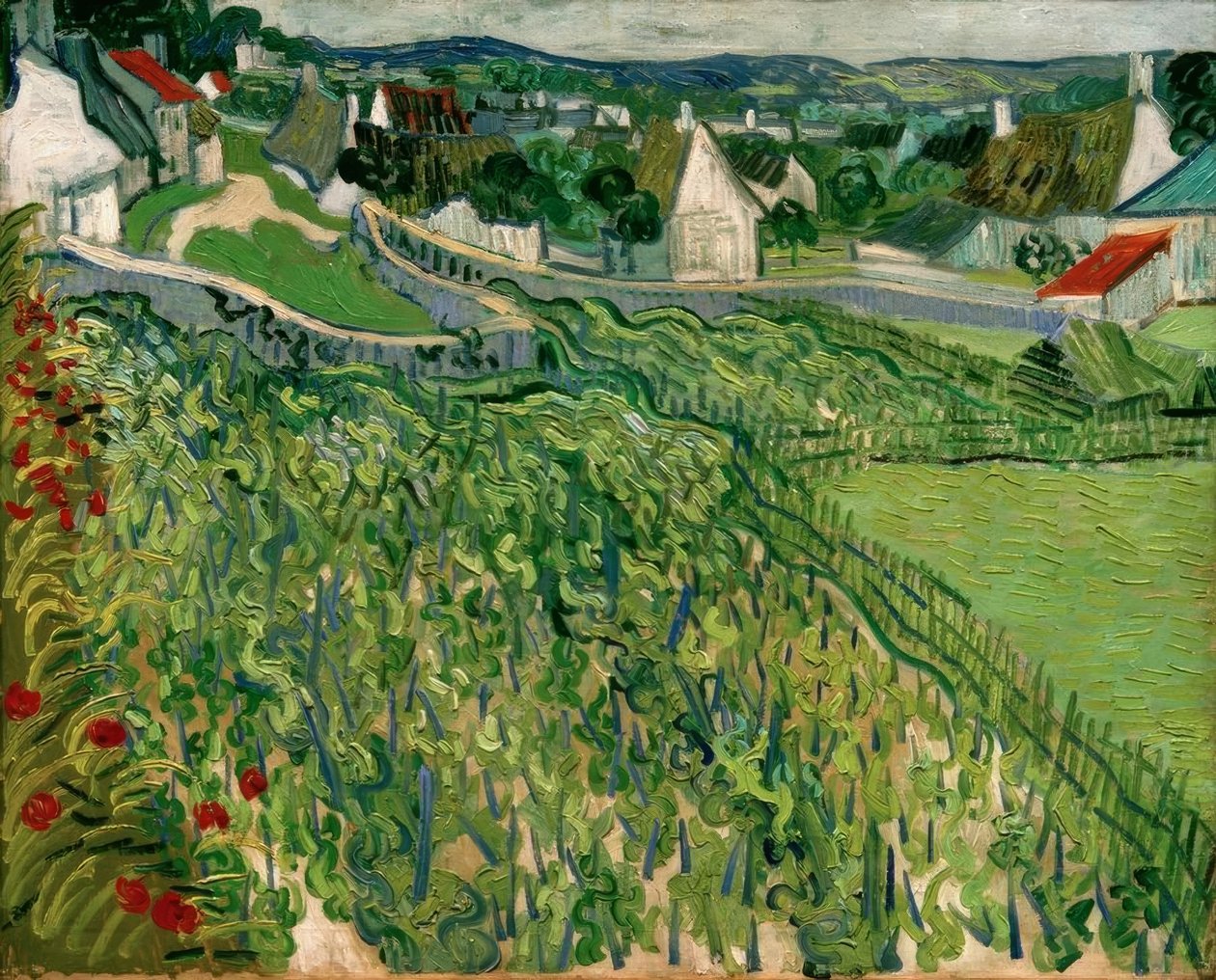 Vinmarker med udsigt over Auvers af Vincent van Gogh