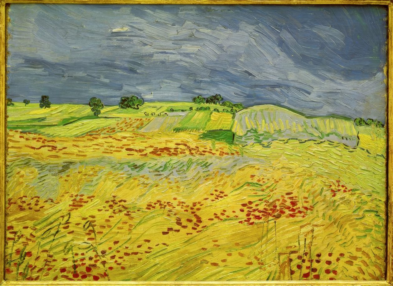 Hvedemark med en stormfuld himmel af Vincent van Gogh