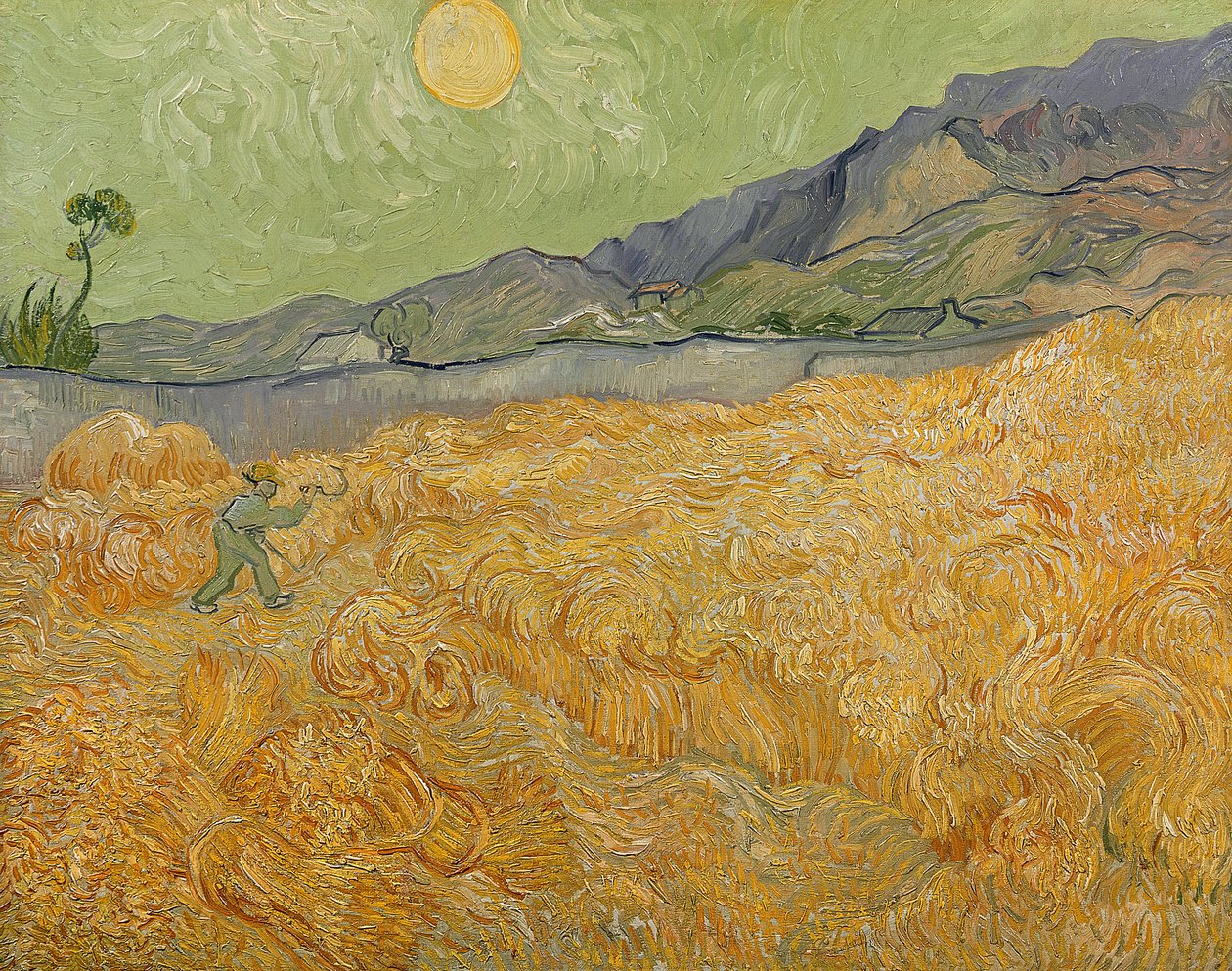 Wheatfield med Reaper, 1889 af Vincent van Gogh