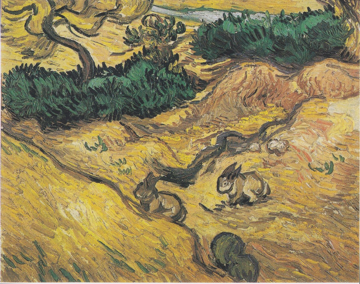 To kaniner på en eng af Vincent van Gogh