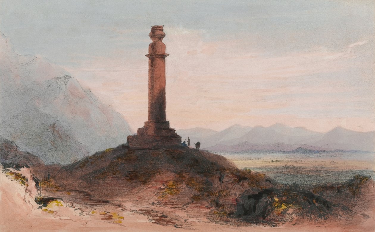 Alexanders søjle nær Cabul, ca. 1842 (farve litho) af Vincent (after) Eyre