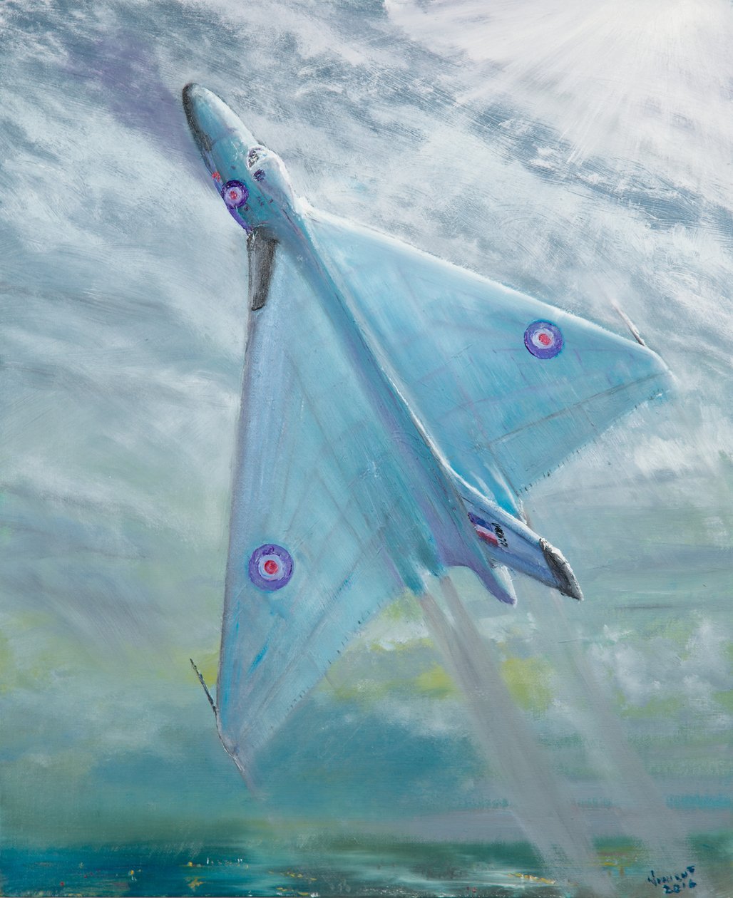 Avro Vulcan B1 Natflyvning, 2016, (olie på lærred) af Vincent Alexander Booth