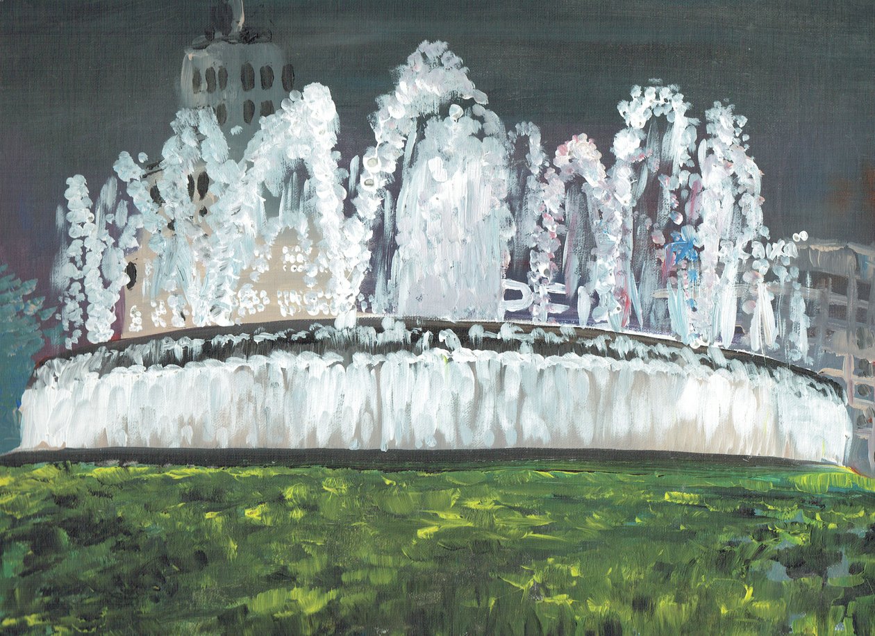 Barcelona nat, 1994, (akryl på lærredstavle) af Vincent Alexander Booth