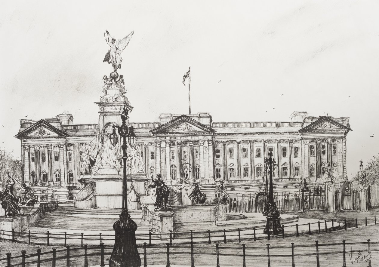 Buckingham Palace, London, 2006, (blæk på papir) af Vincent Alexander Booth