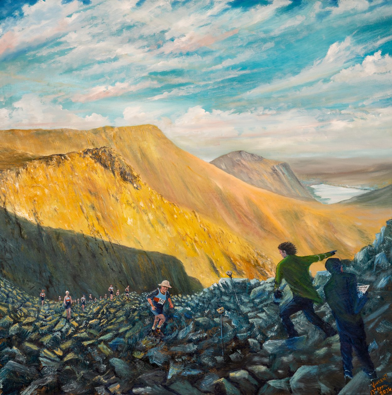 Dick leder Billies ved checkpoint 7, 2024 (olie på lærred) af Vincent Alexander Booth