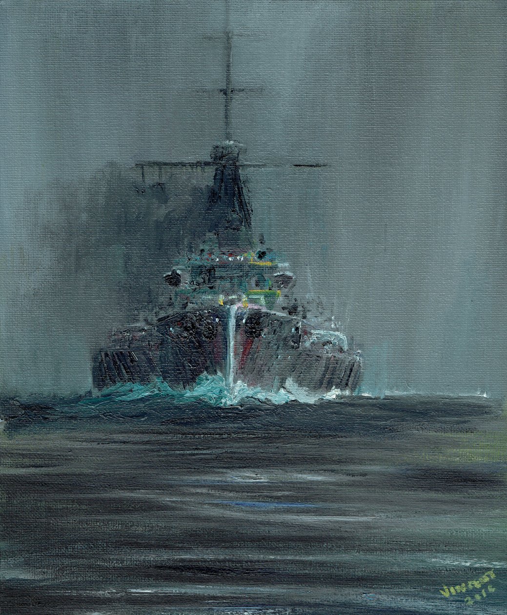 Dreadnought 1907, 2016, (olie på lærredstavle) af Vincent Alexander Booth