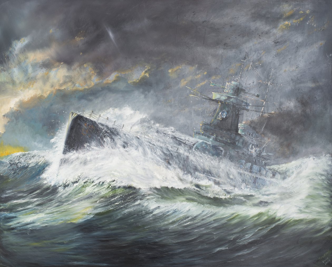 Graf Spee går ind i Det Indiske Ocean 3. november 1939, 2006, (Olie on Canvas) af Vincent Alexander Booth