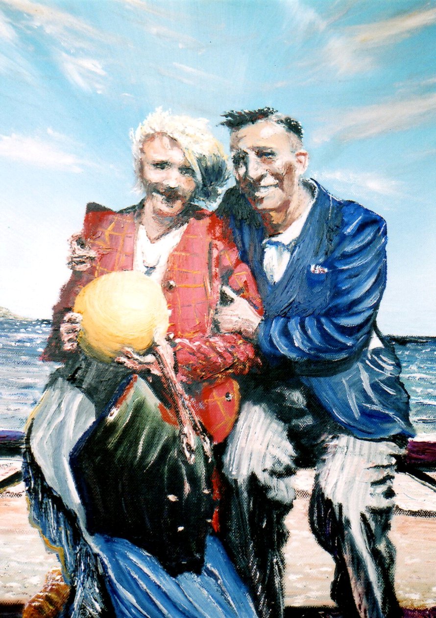 Bedstefar og bedstefar med bold ved havet, 2017 af Vincent Alexander Booth