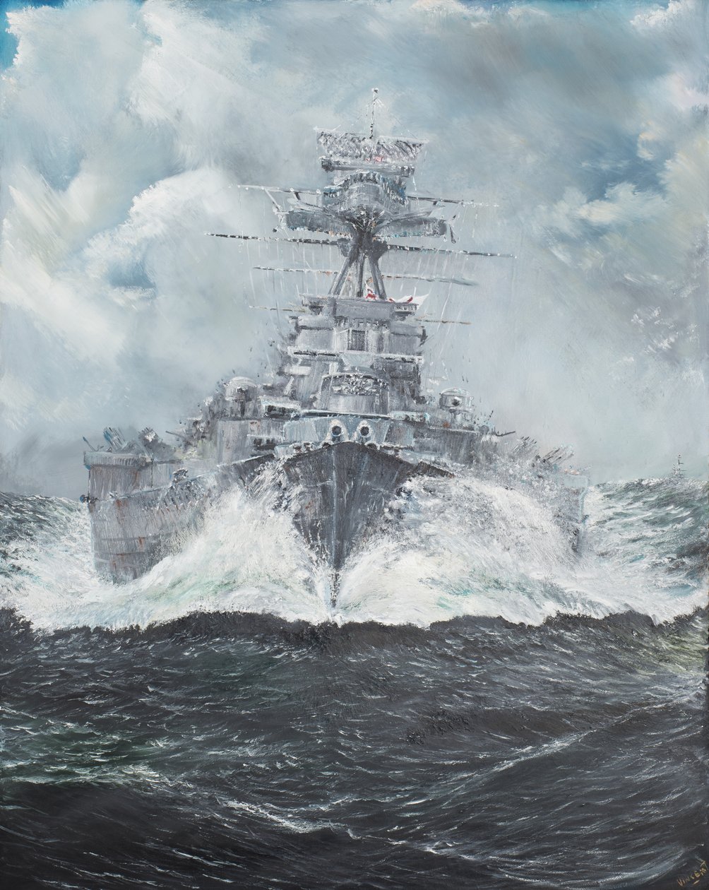 HMS Hood leder til Bismarck 23. maj 1941, 2014, (Olie on Canvas) af Vincent Alexander Booth