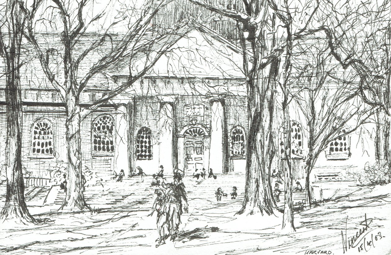 Harvard Boston USA, 2003, (Blæk på papir) af Vincent Alexander Booth