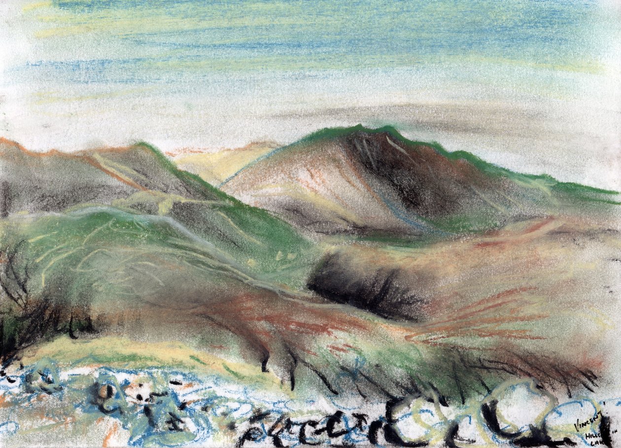 Hills in the Lake District, 2005, (pastellfarver på papir) af Vincent Alexander Booth