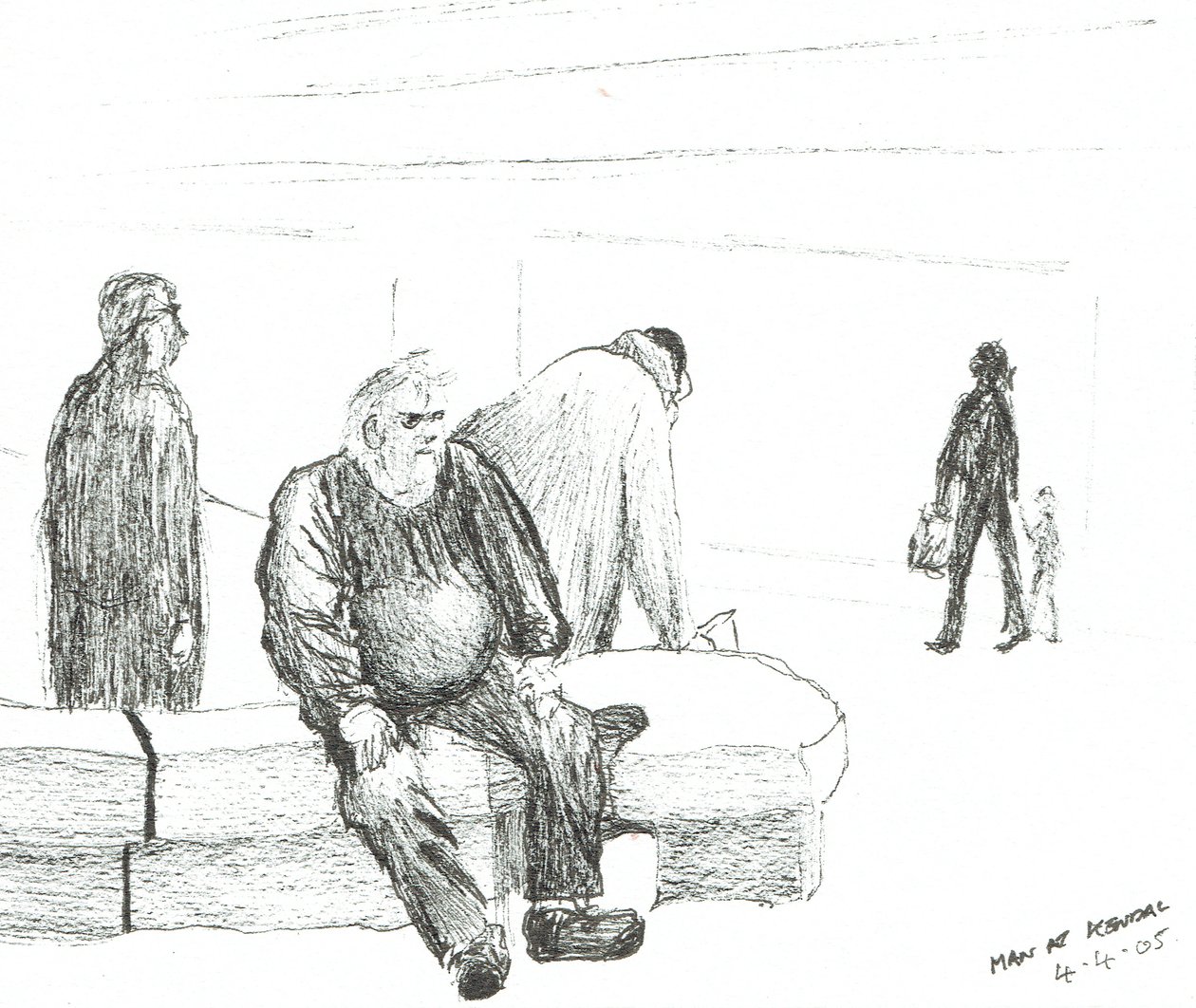 Man at Kendal, 2005, (Blæk på papir) af Vincent Alexander Booth