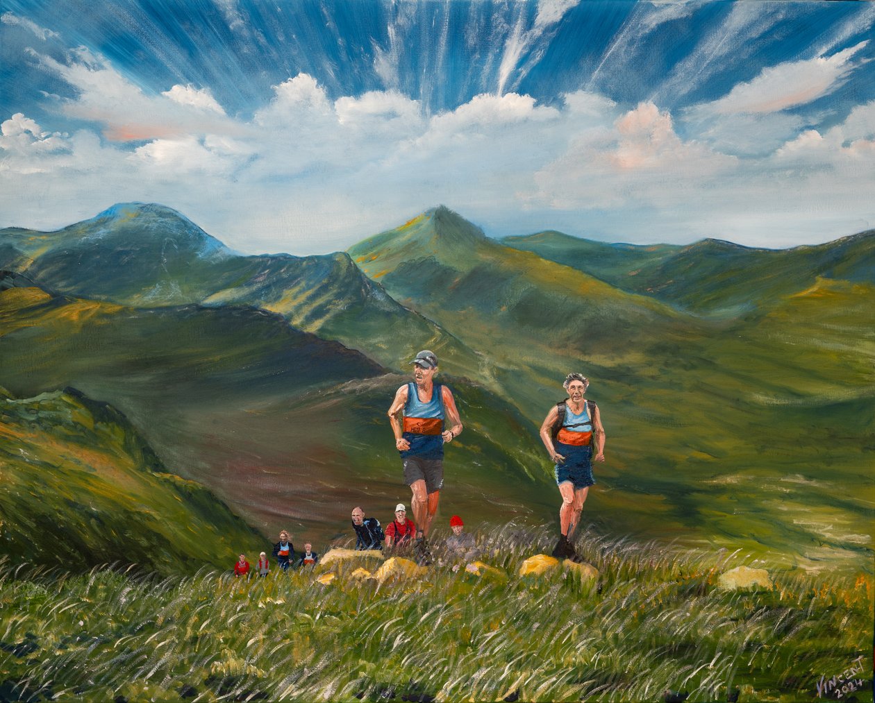 Mark and the Joss Naylor Challenge, 2024 (olie på lærred) af Vincent Alexander Booth