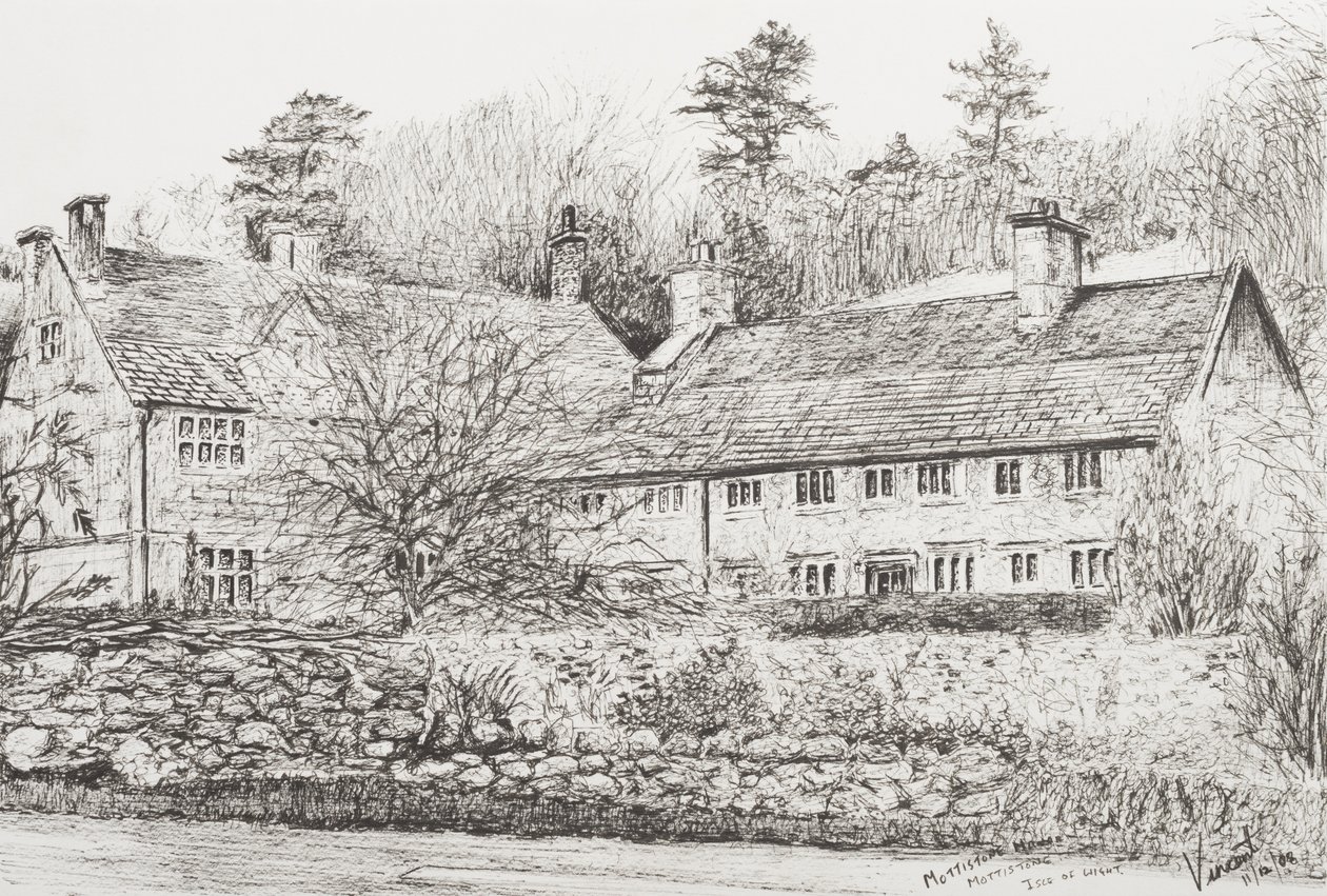 Mottistone Hall Isle of Wight, 2008 (blæk på papir) af Vincent Alexander Booth