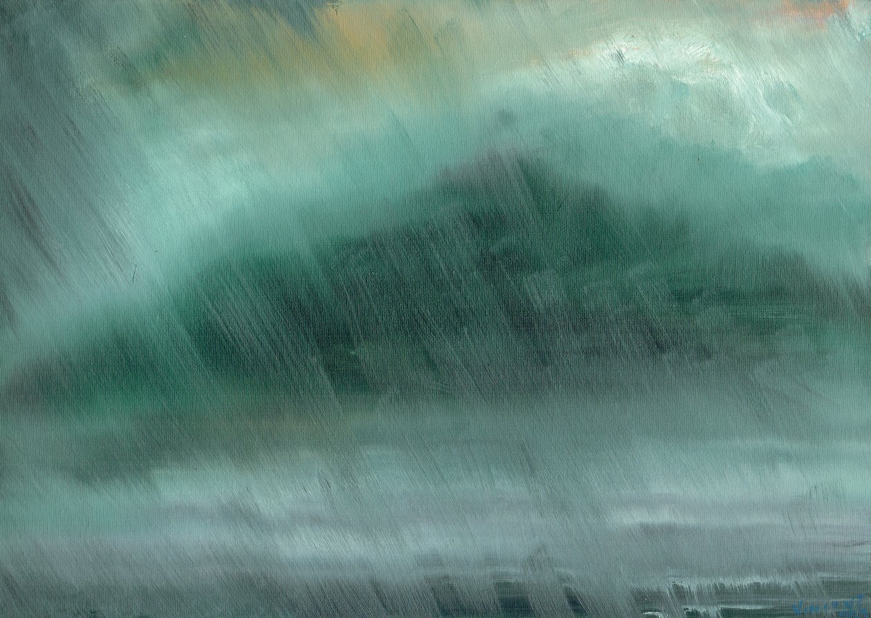 Mountains rain, 2017, (olie på lærred) af Vincent Alexander Booth