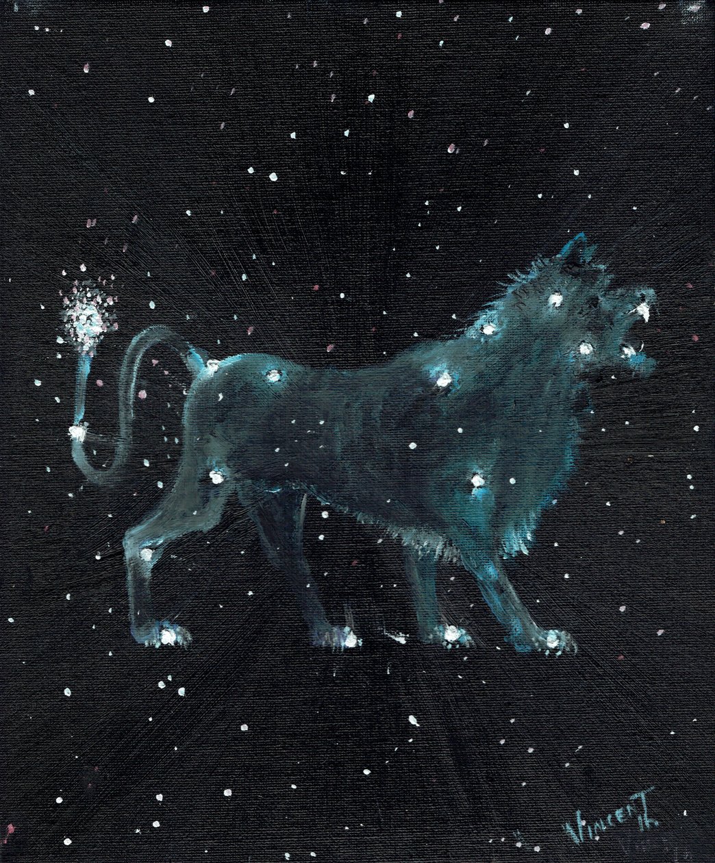 Stjernetegn Leo, 2016, (olie på lærred) af Vincent Alexander Booth