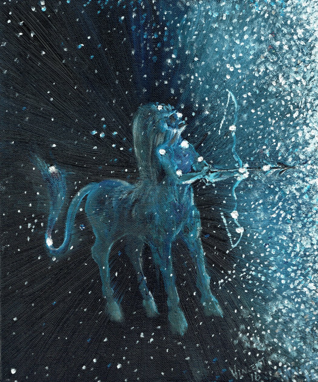 Stjernetegn Skytten, 2016, (olie på lærred) af Vincent Alexander Booth