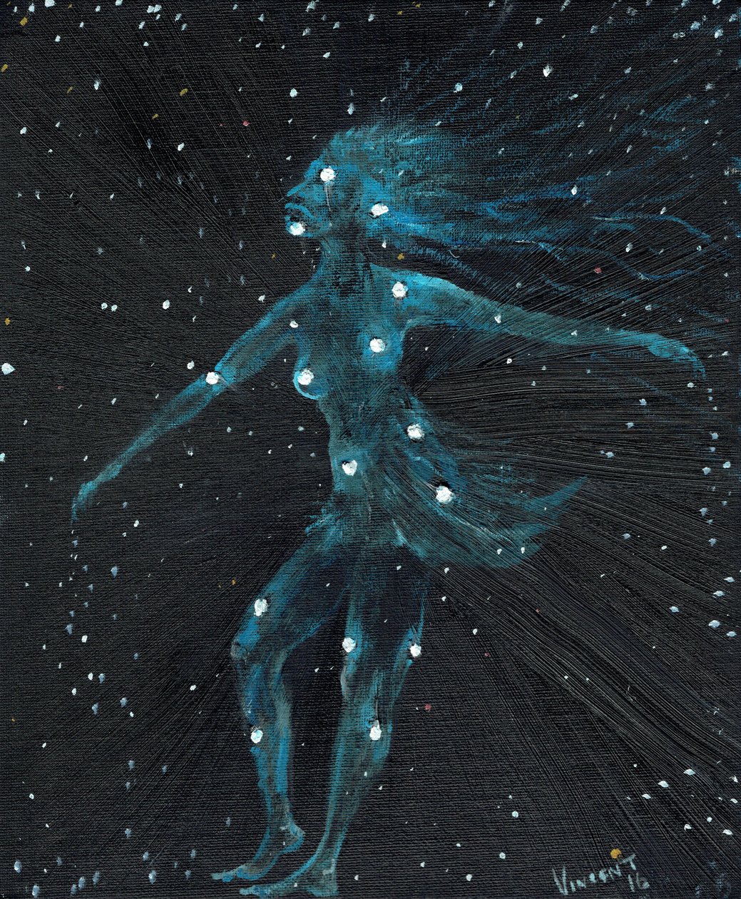 Stjernetegn Jomfruen, 2016, (olie på lærred) af Vincent Alexander Booth