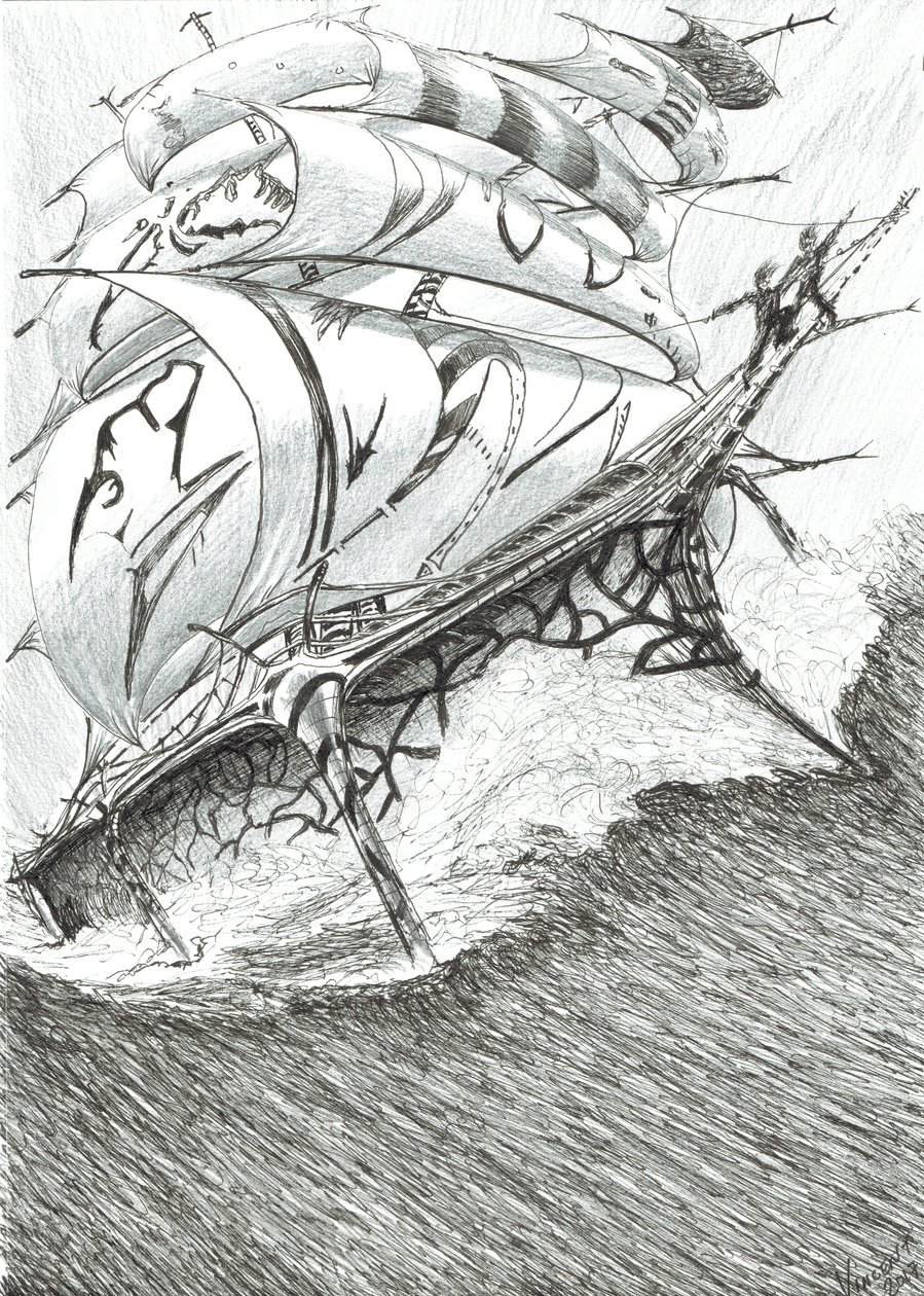 Storm Creators Arafura Sea, 2017, (Blæk på papir) af Vincent Alexander Booth