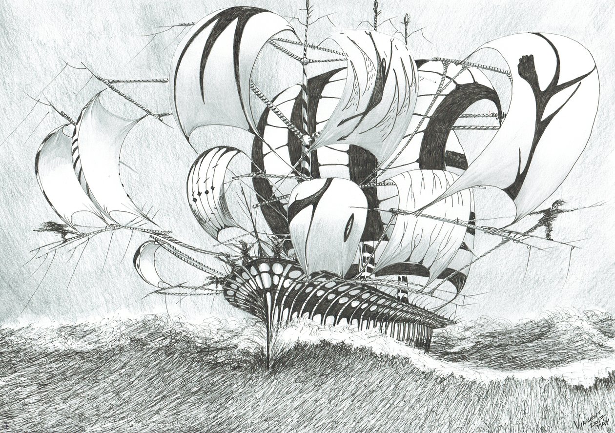 Storm Creators Bohol Sea, 2017, (Blæk på papir) af Vincent Alexander Booth